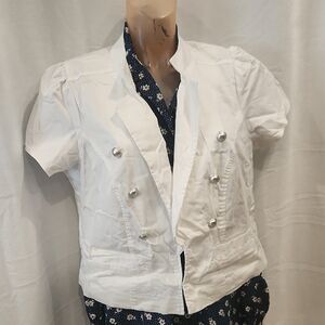 White Double-Breasted Short Sleeve Blazer SIZE 2X